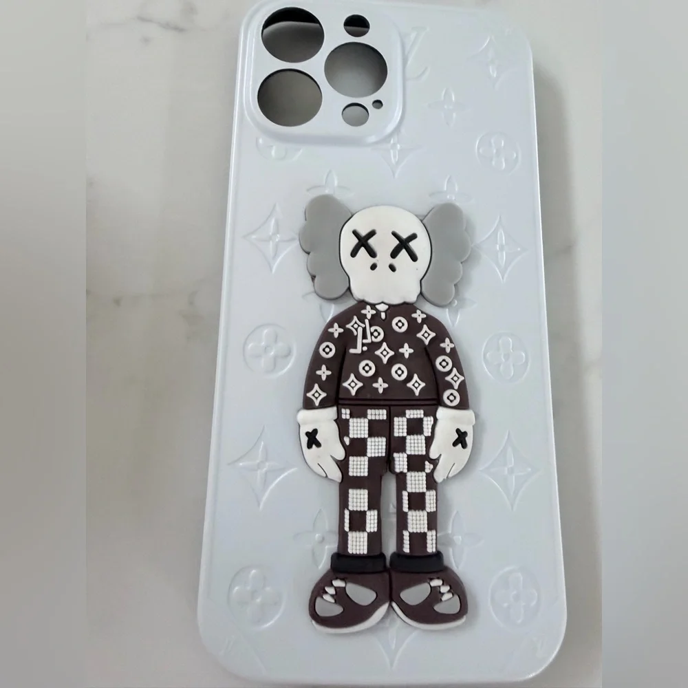 iPhone 13 Pro Max Designer White and Brown Phone Case